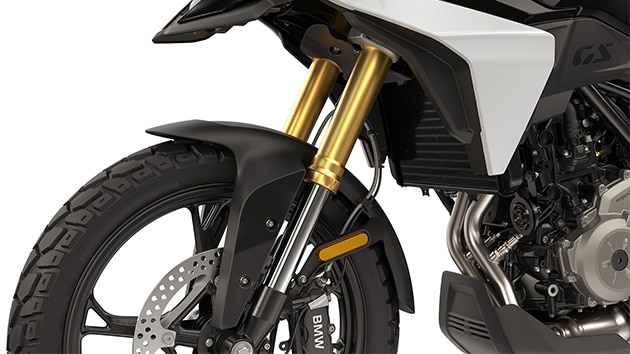 The 1.7", gold anodized upside-down fork of the F 450 GS from BMW Motorrad