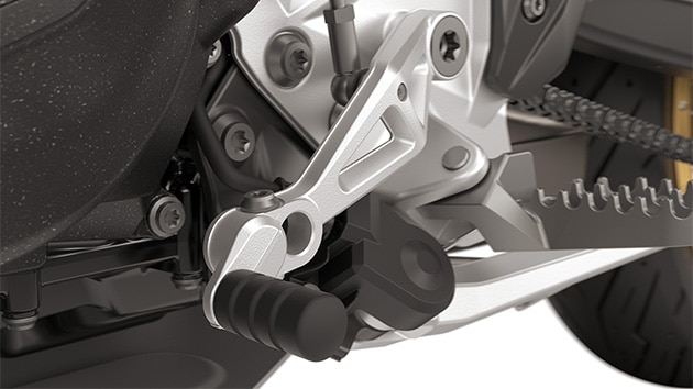 The adjustable gearshift and brake lever comes standard with the F 900 GS from BMW Motrorrad