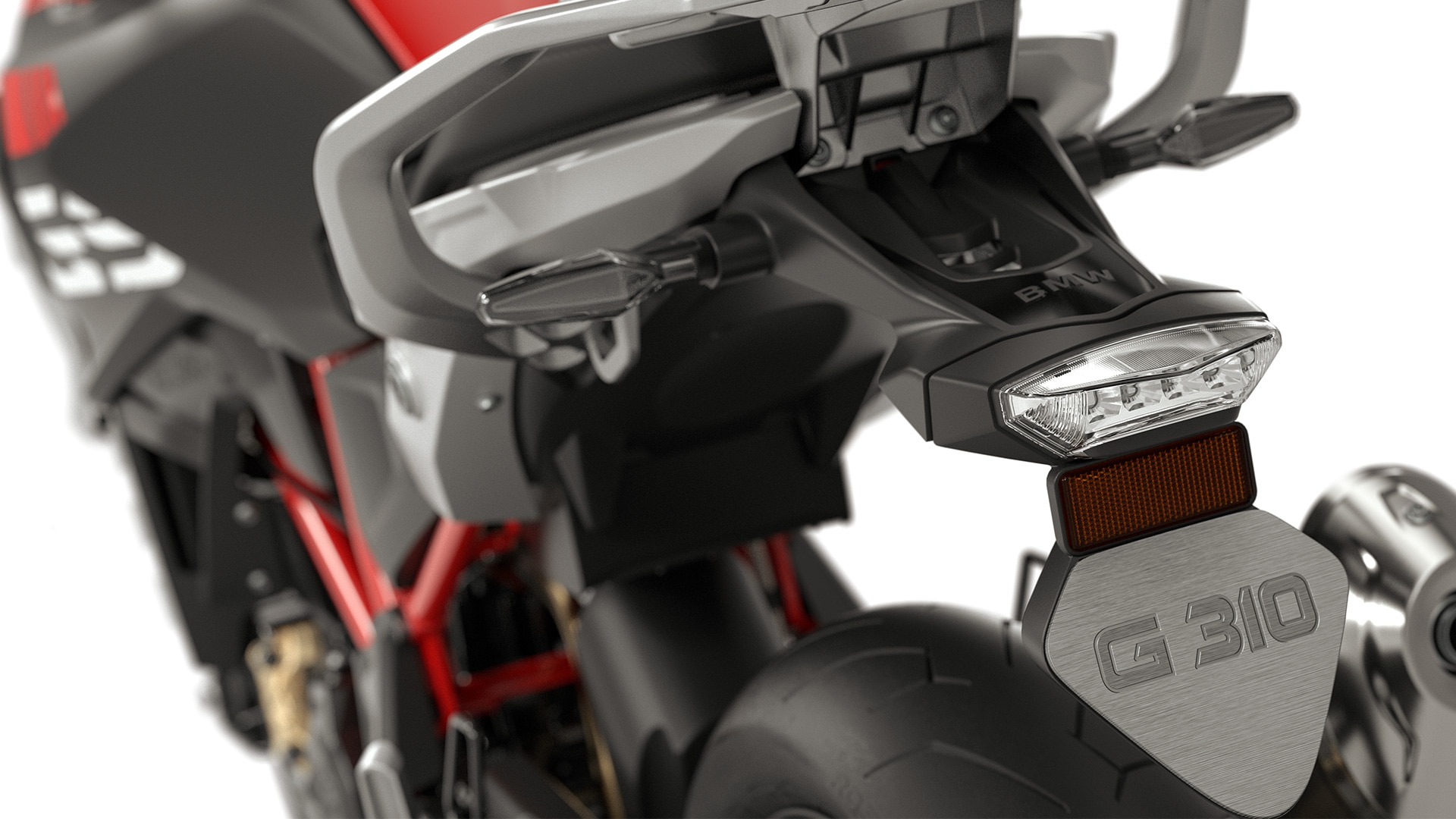 We see the number plate carrier of the G 310 GS.