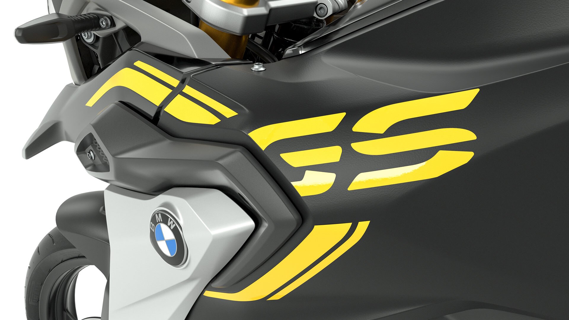 We see the GS lettering and design on the black tank.
