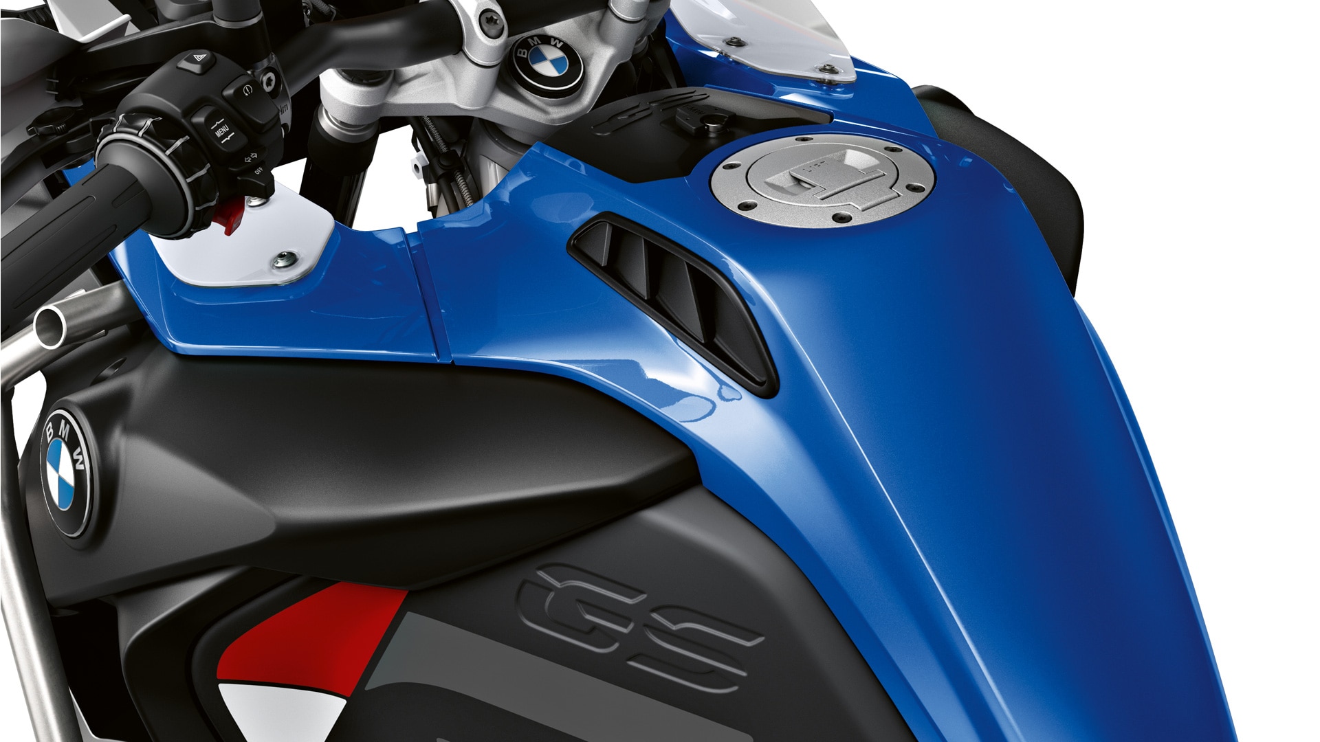 We see the 7.9 gallon tank of the R 1250 GS Adventure.