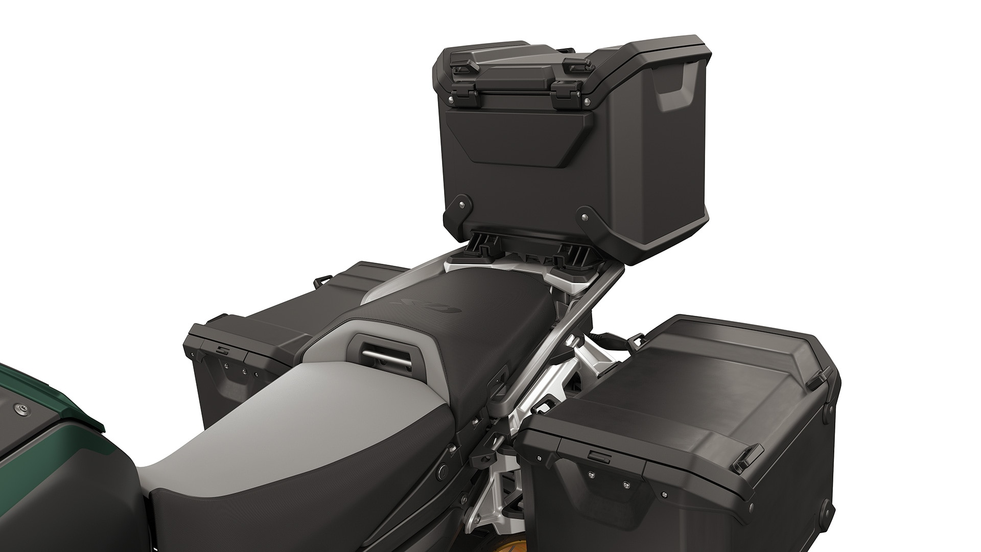 Luggage carrier and case holder, incl, black aluminum case and black topcase