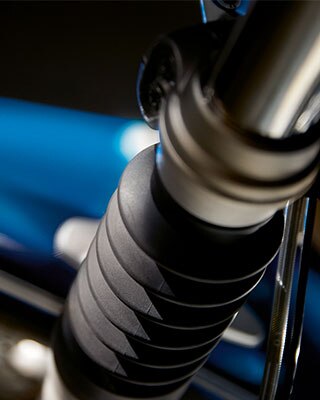 Close-up of the true-to-style black gaiters.