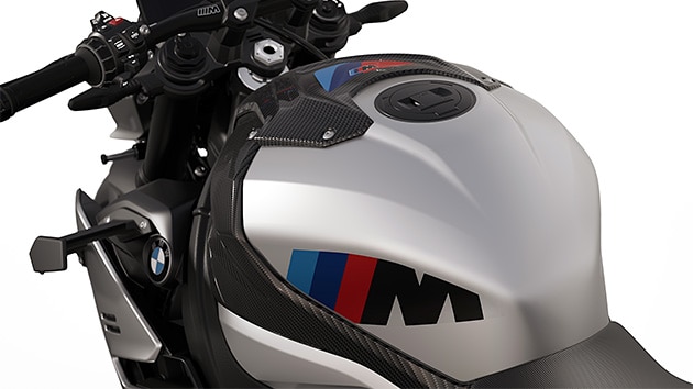 Tank of the M 1000 R from BMW Motorrad with colorful M graphics
