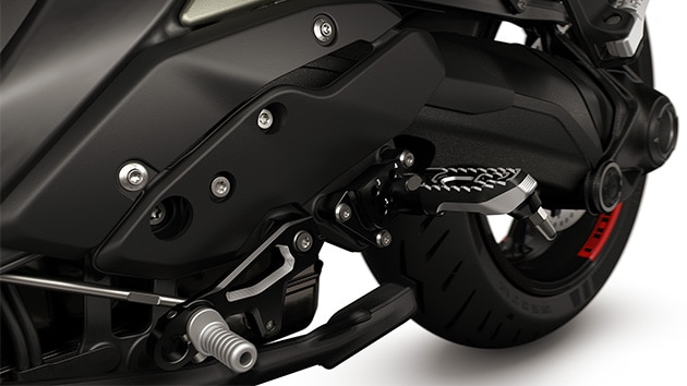 The optional adjustable footrest system of the R 1300 R from BMW Motorrad