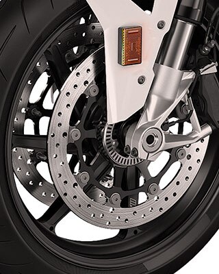 We see the M carbon wheels of the S 1000 R.