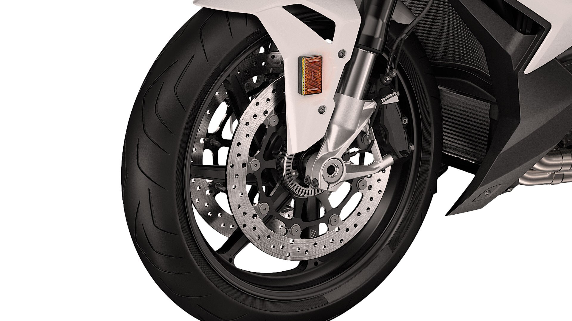 We see the M carbon wheels of the S 1000 R.