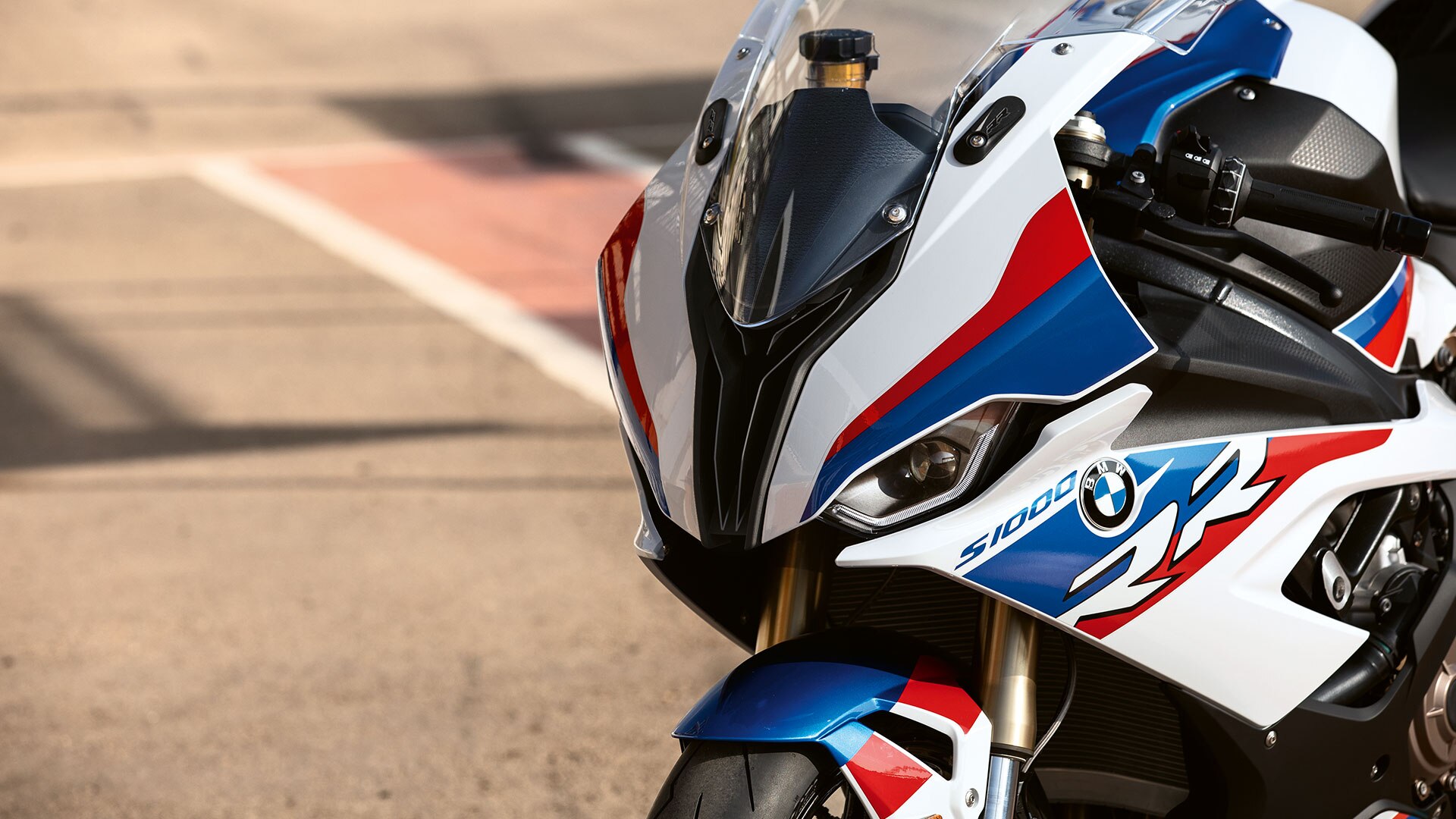 Detail view of the BMW RR headlights