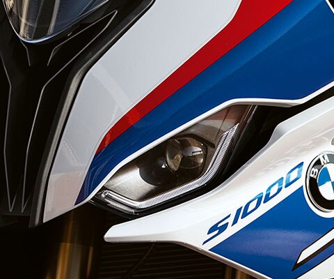 Detail view of the BMW RR headlights