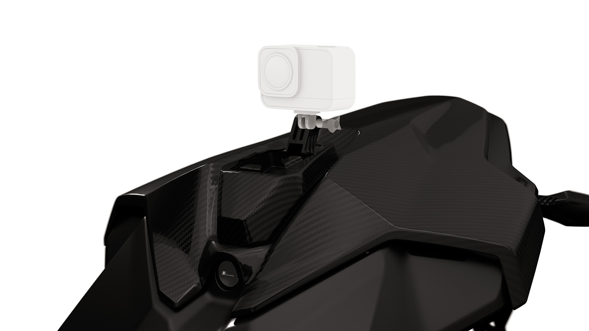 M Carbon tail-hump cover with camera adapter