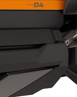 Integrated side stand of the BMW CE 04.